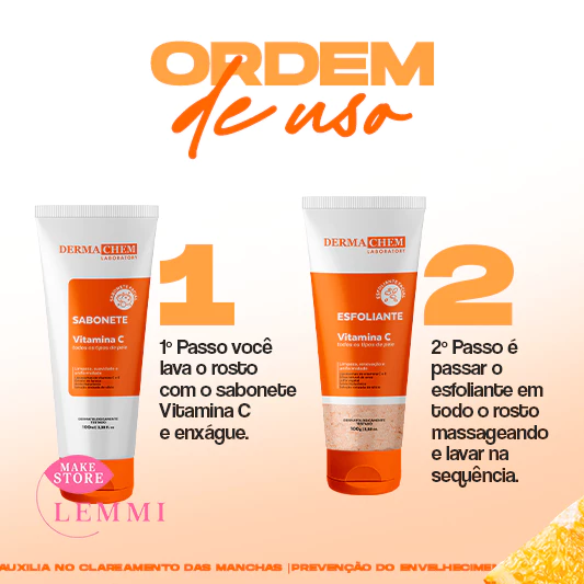 Antes e depois do nível de viço devolvido pelo uso do kit skincare dermachem